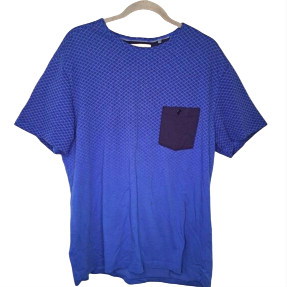 Jasper Conran Blue Patterned Ombre Pocket Tee Shirt Size Large